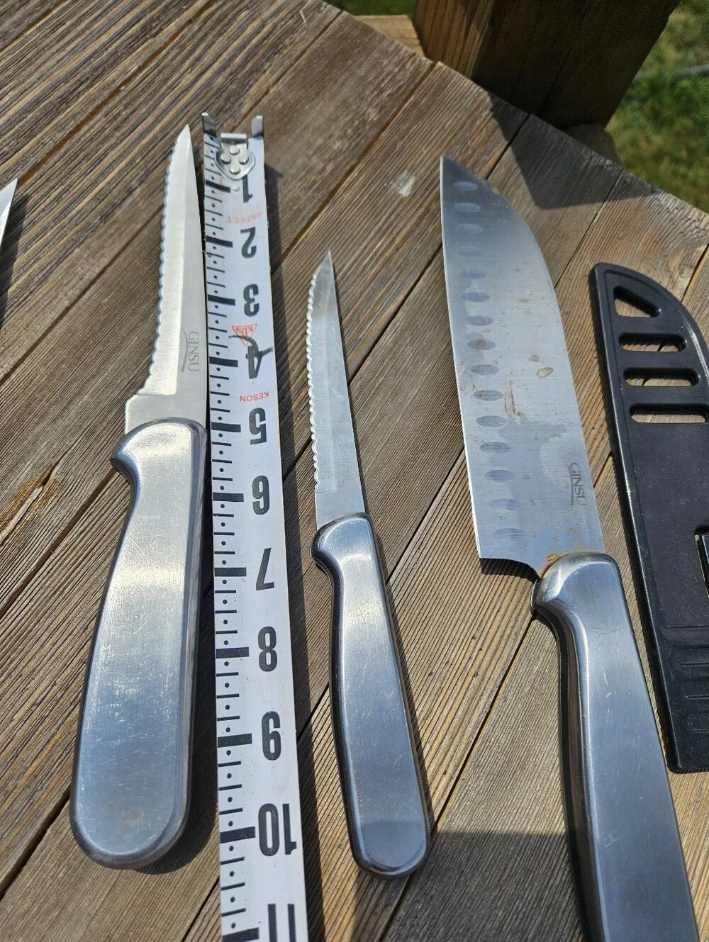 Ginsu Knife Lot Stainless Steel Santoku Serrated Steak Kitchen Cutlery 4 Pc
